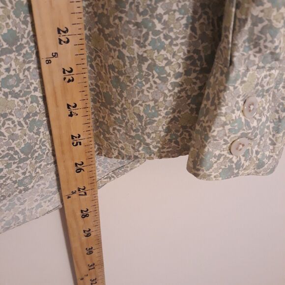 GAP  Shirt Women Small Green White Floral Print Long Sleeve Button Down - Picture 8 of 11